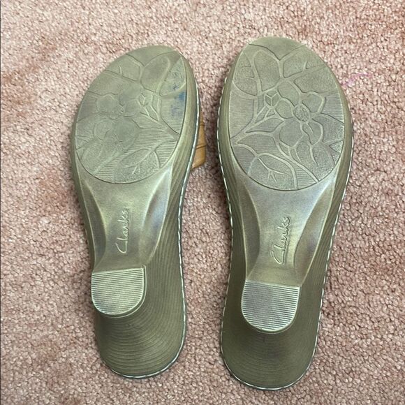 Clarks Artisan Comfort Wedge Brown Leather Shoes Sandals Size 8 - Picture 10 of 11